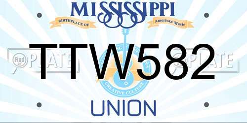 TTW582 Mississippi License Plate
