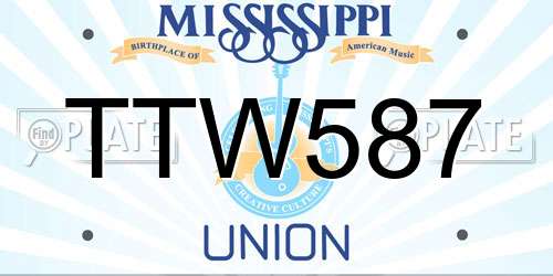 TTW587 Mississippi License Plate