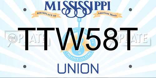 TTW58T Mississippi License Plate