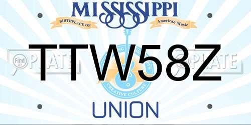 TTW58Z Mississippi License Plate