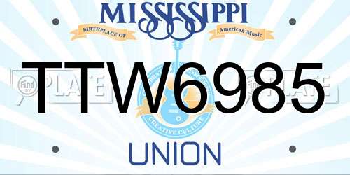 TTW6985 Mississippi License Plate