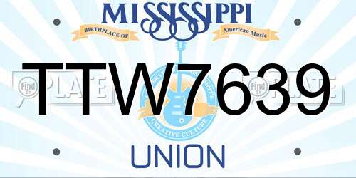TTW7639 Mississippi License Plate