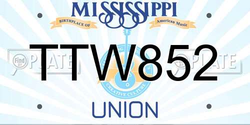 TTW852 Mississippi License Plate