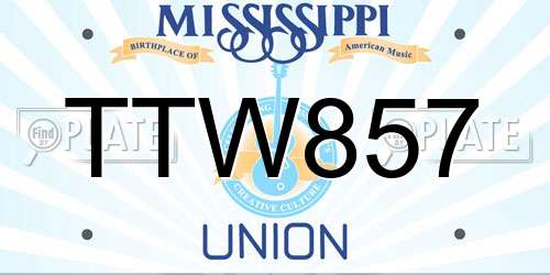 TTW857 Mississippi License Plate