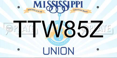 TTW85Z Mississippi License Plate