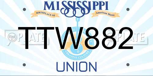 TTW882 Mississippi License Plate