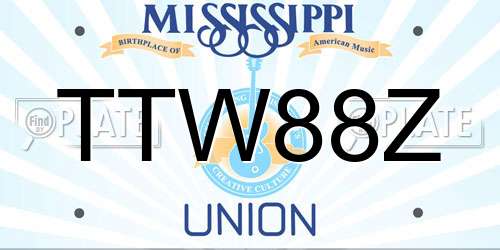 TTW88Z Mississippi License Plate