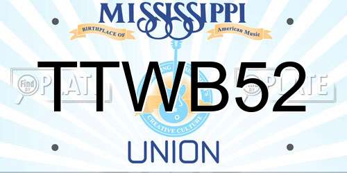 TTWB52 Mississippi License Plate