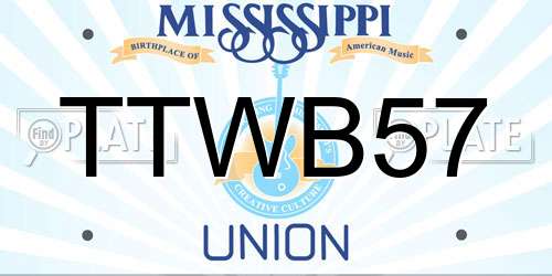 TTWB57 Mississippi License Plate