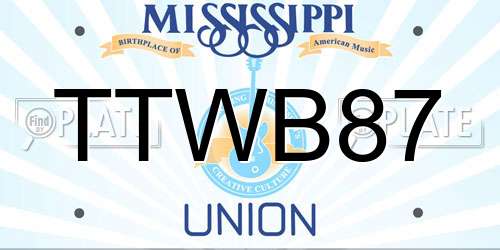 TTWB87 Mississippi License Plate