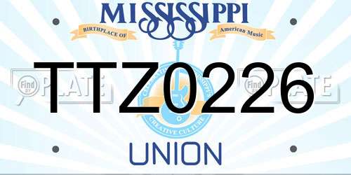 TTZ0226 Mississippi License Plate