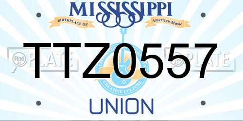 TTZ0557 Mississippi License Plate