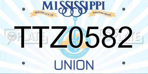 TTZ0582 Mississippi License Plate