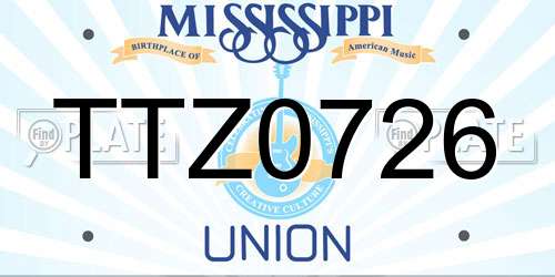 TTZ0726 Mississippi License Plate