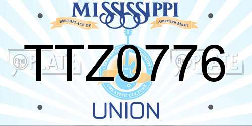 TTZ0776 Mississippi License Plate