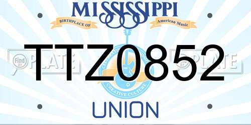 TTZ0852 Mississippi License Plate