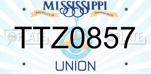 TTZ0857 Mississippi License Plate