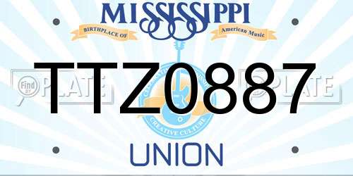 TTZ0887 Mississippi License Plate