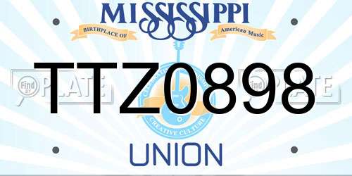 TTZ0898 Mississippi License Plate