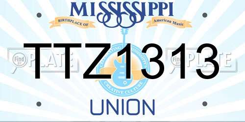 TTZ1313 Mississippi License Plate