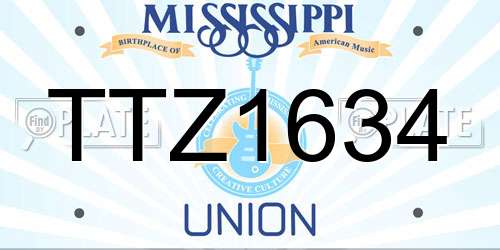 TTZ1634 Mississippi License Plate