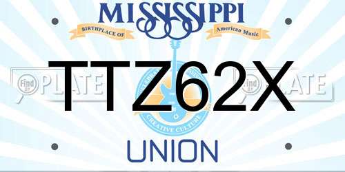 TTZ62X Mississippi License Plate