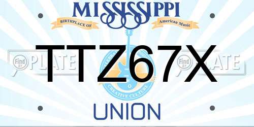 TTZ67X Mississippi License Plate