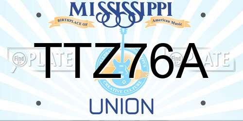 TTZ76A Mississippi License Plate