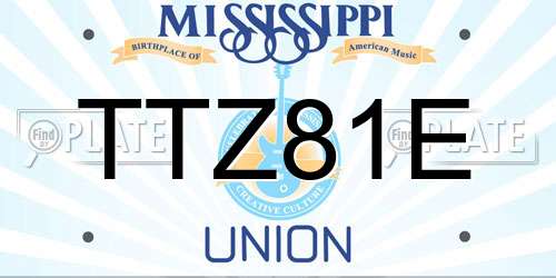 TTZ81E Mississippi License Plate