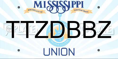 TTZDBBZ Mississippi License Plate