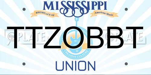 TTZOBBT Mississippi License Plate