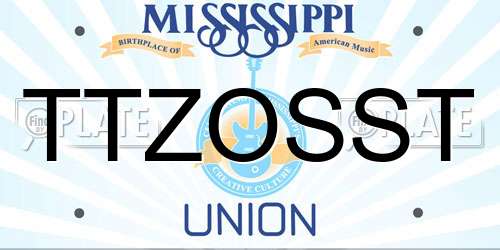 TTZOSST Mississippi License Plate
