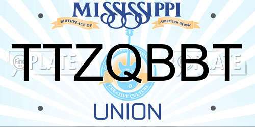TTZQBBT Mississippi License Plate