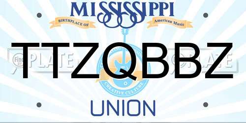 TTZQBBZ Mississippi License Plate
