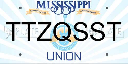 TTZQSST Mississippi License Plate