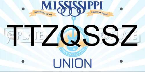 TTZQSSZ Mississippi License Plate