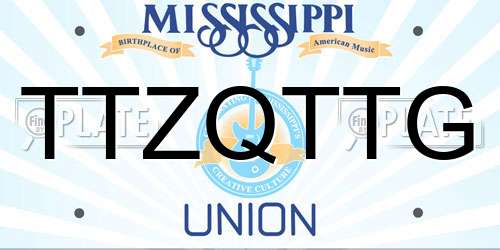 TTZQTTG Mississippi License Plate