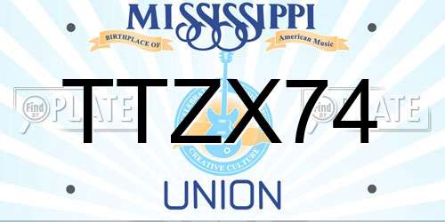 TTZX74 Mississippi License Plate