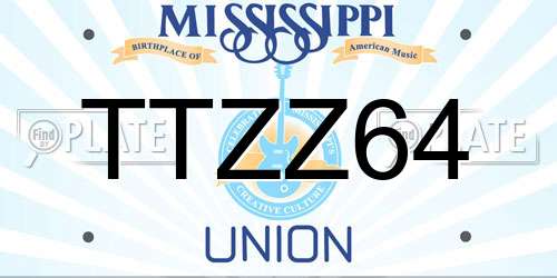 TTZZ64 Mississippi License Plate