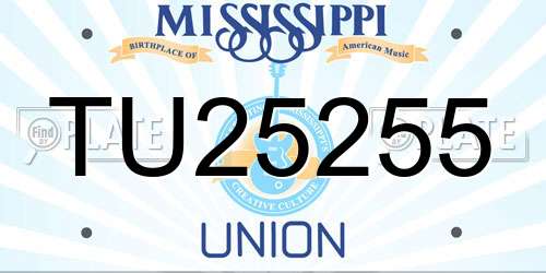 TU25255 Mississippi License Plate