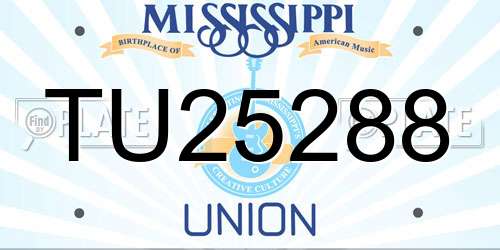 TU25288 Mississippi License Plate