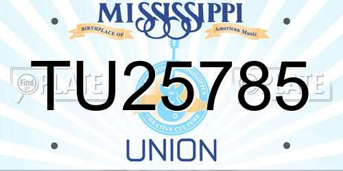 TU25785 Mississippi License Plate