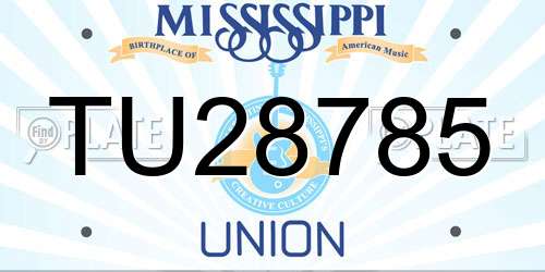 TU28785 Mississippi License Plate