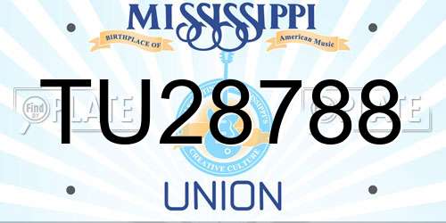 TU28788 Mississippi License Plate