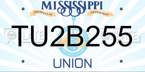 TU2B255 Mississippi License Plate