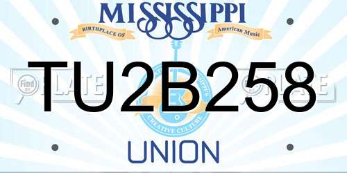 TU2B258 Mississippi License Plate