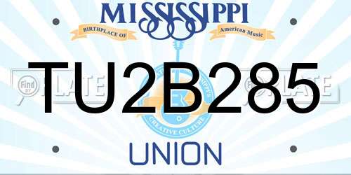 TU2B285 Mississippi License Plate