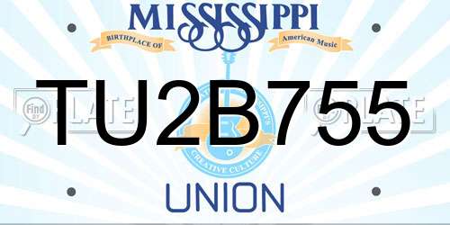 TU2B755 Mississippi License Plate