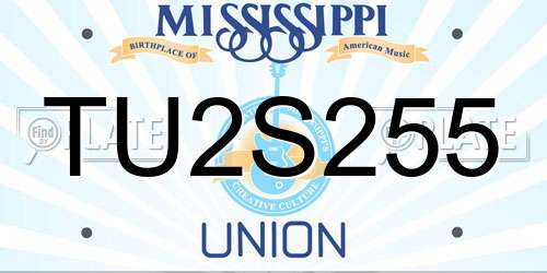 TU2S255 Mississippi License Plate