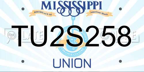 TU2S258 Mississippi License Plate